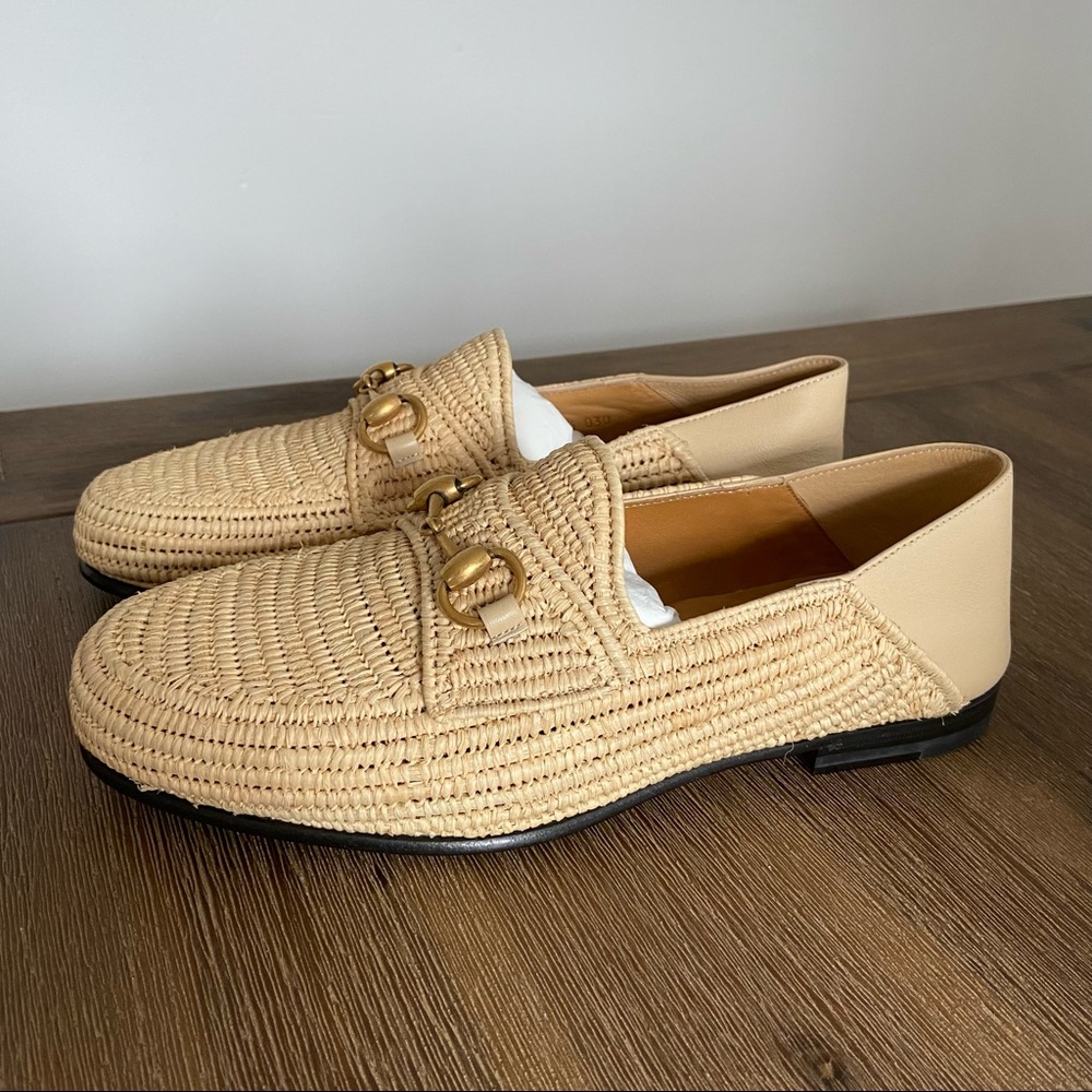 Gucci raffia agadir leather loafers